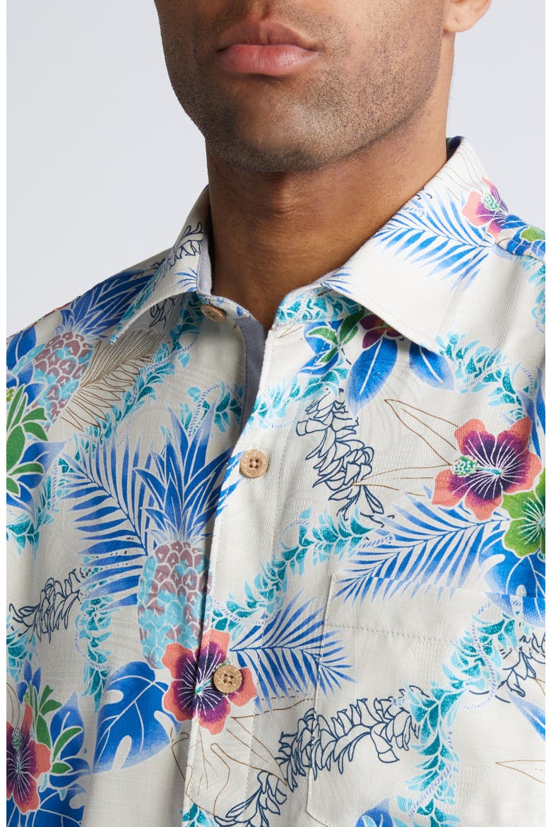 Lei in Paradise IslandZone® Short Sleeve Silk Blend Button-Up Shirt, Alternate, color, ABALONE