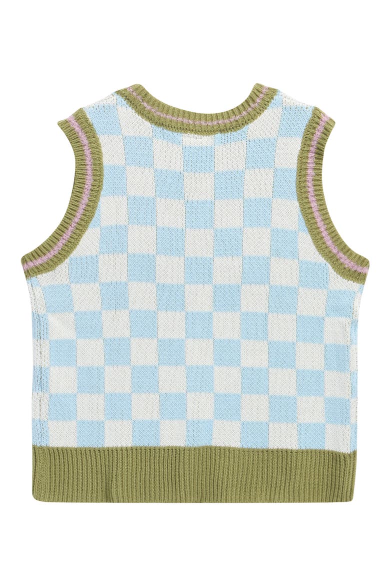 Kids' Check Floral Sweater Vest, Alternate, color, BLUE