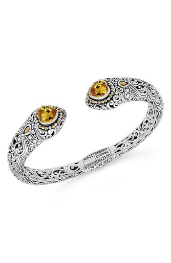 Devata Stone & Sterling Silver Bali Lovina Cuff Bracelet In Silver