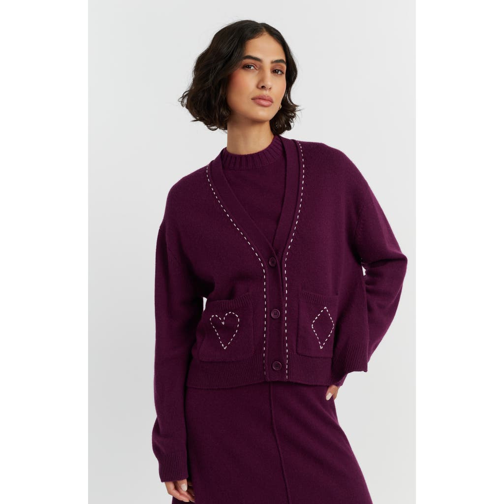 Chinti & Parker Wool Cashmere Queen Of Hearts Cardigan In Purple