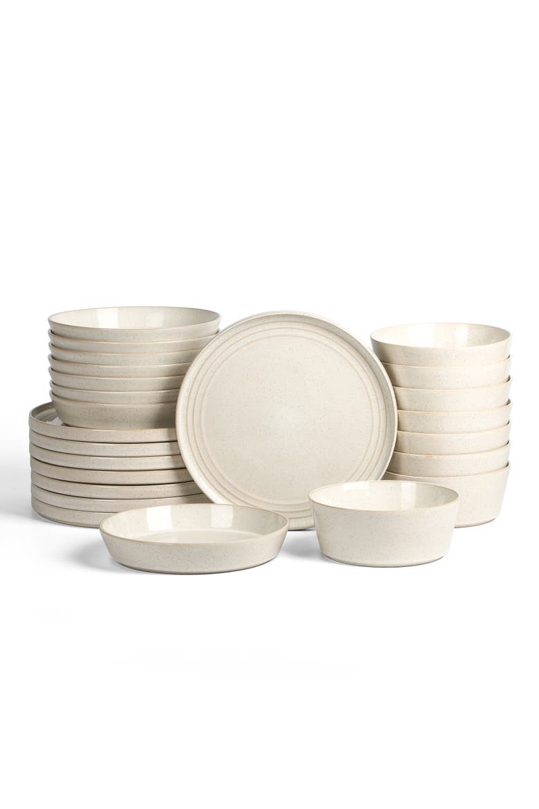 Claire Stoneware 24-Piece Dinnerware Set, Main, color, White