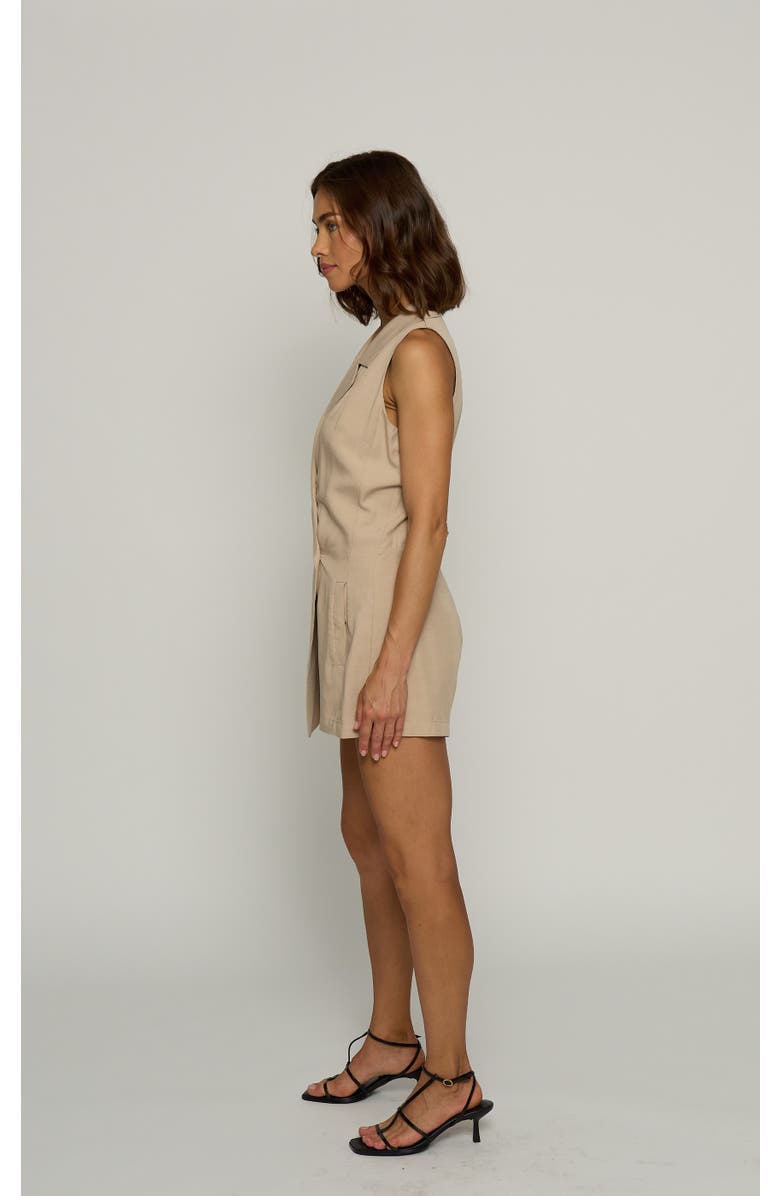 Central Park West Women's Trench Details Romper, Alternate, color, Khaki