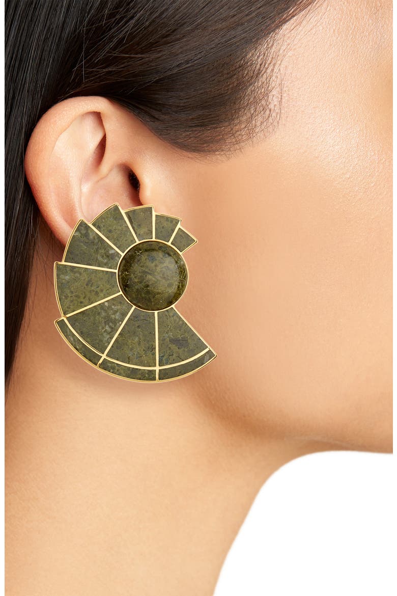 Nautilus Ear Fan Earring, Alternate, color, UNAKITE