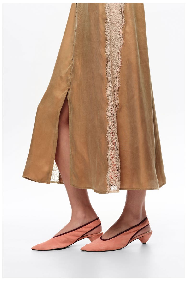 Slip Dress With Contrast Lace, Alternate, color, TOFFEE