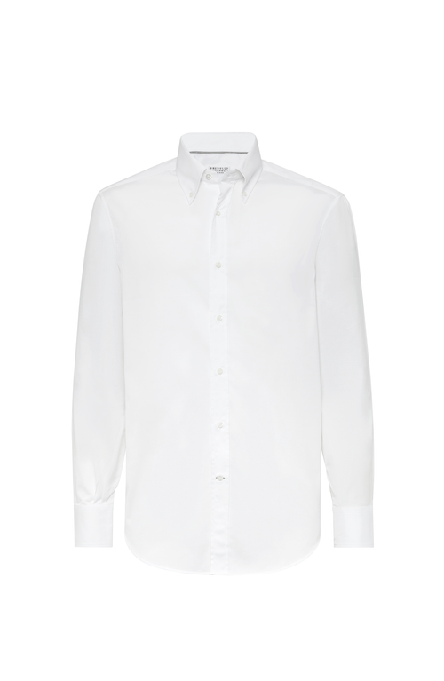 Brunello Cucinelli Men's Basic Fit Solid Sport Shirt With Button-down Collar In White