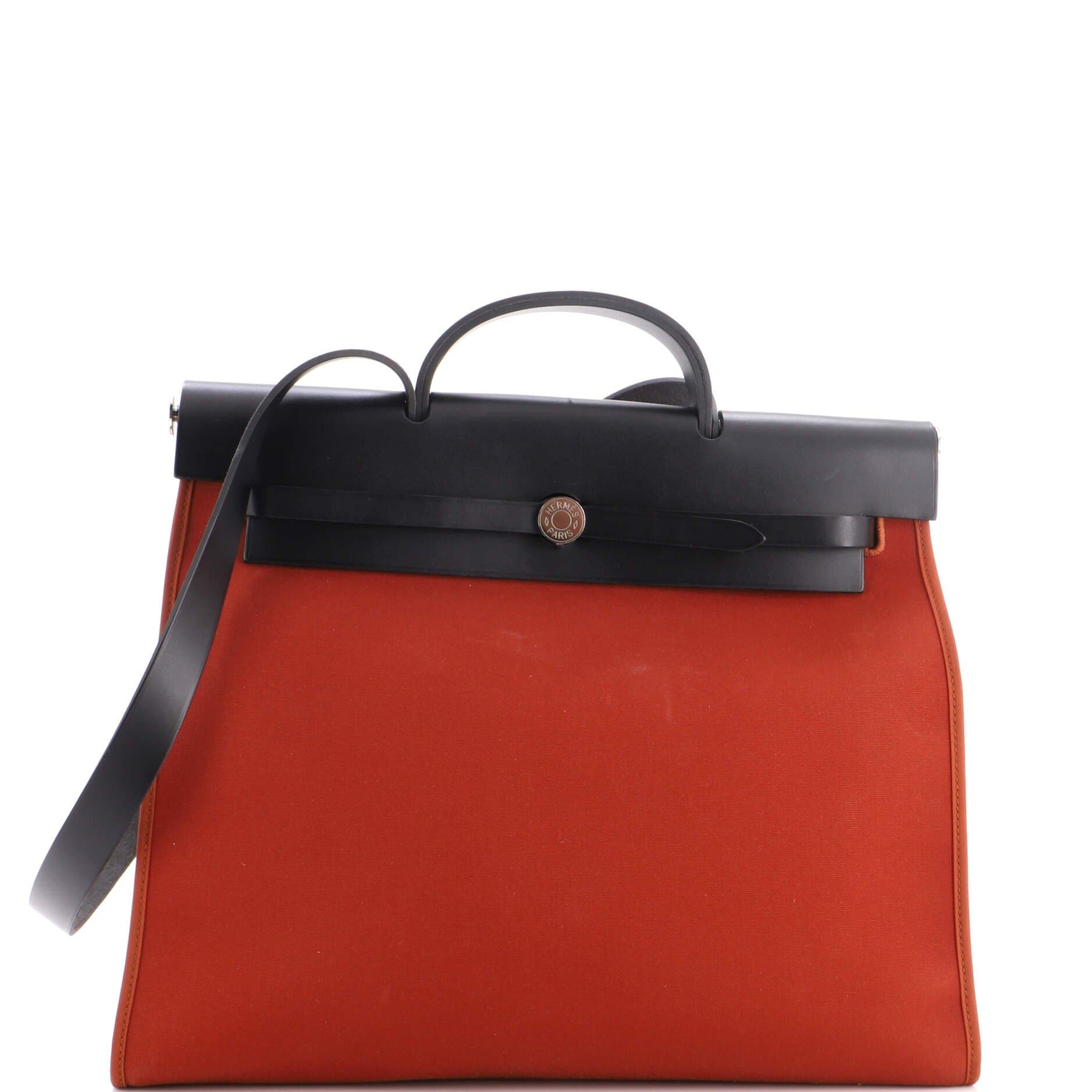 Herbag Zip Leather and Toile 39, Main, color, Brown