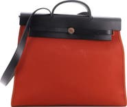 Pre-Owned Hermes Herbag Zip Leather and Toile 39