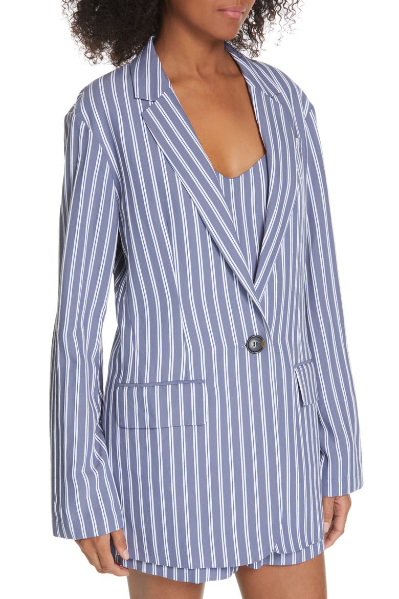 Stripe Oversize Twill Blazer, Alternate, color, DUSTY BLUE MULTI
