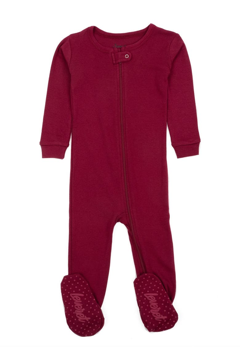 Solid Maroon Footed Pajamas, Main, color, MAROON