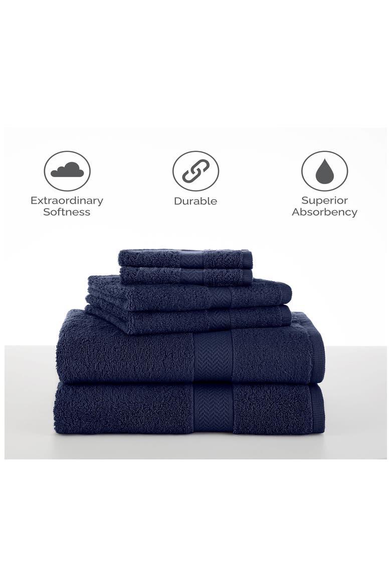 Ringspun 6-Piece Bath Towel Set, Alternate, color, MIDNIGHT