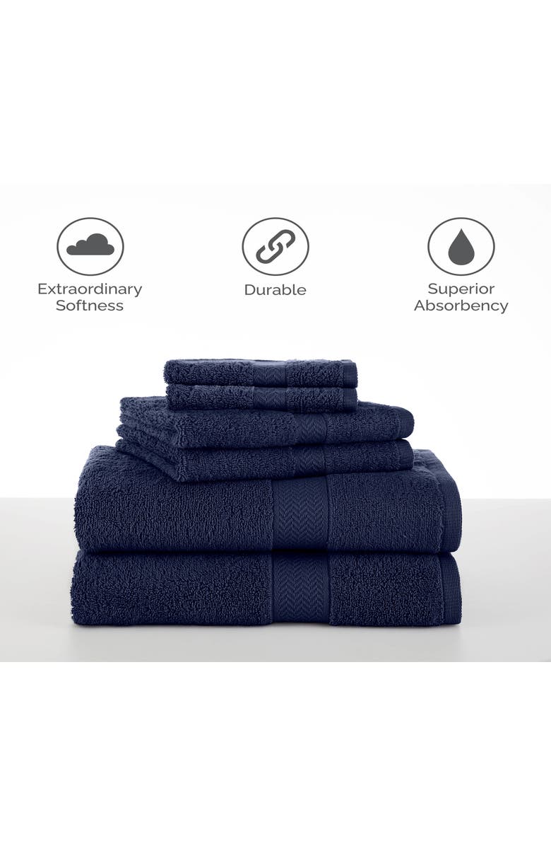 Martex Ringspun 6-Piece Bath Towel Set, Alternate, color, Midnight