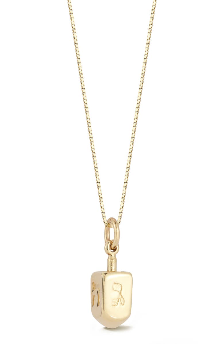 Ember Fine Jewelry 14K Gold Dreidel Pendant Necklace, Main, color, Gold