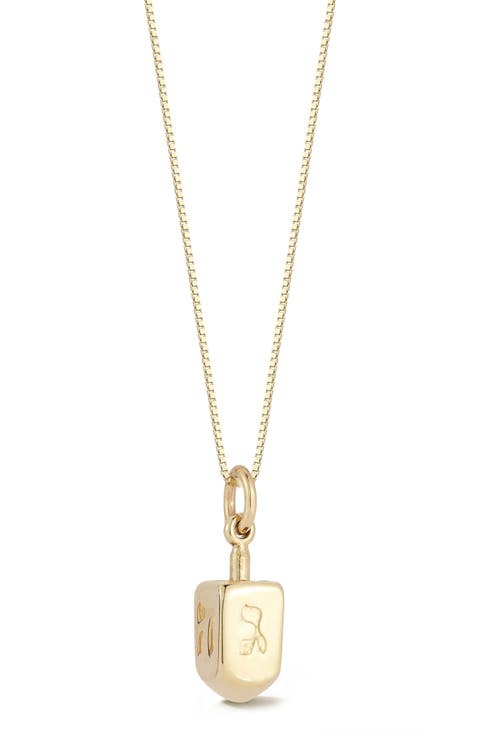 14K Gold Dreidel Pendant Necklace