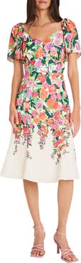 Maggy London Floral Sweetheart Neck Dress