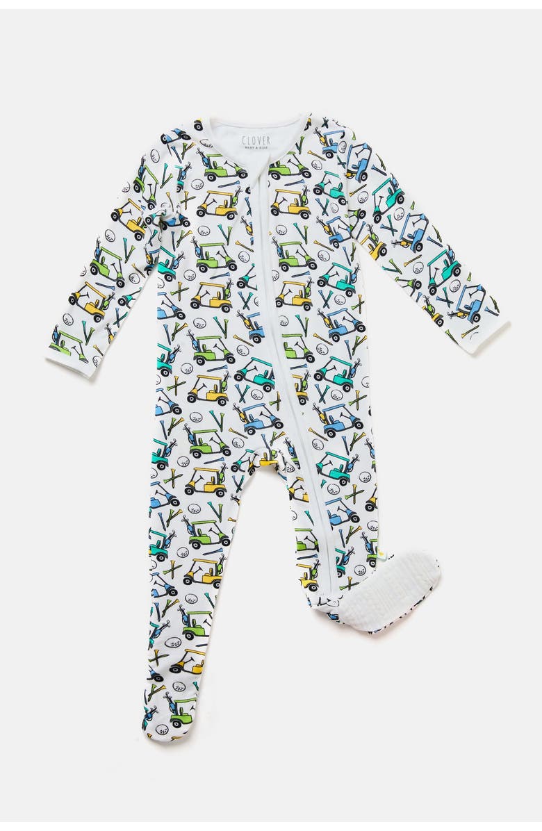 Clover Baby & Kids Soft & Stretchy Zipper Footie - Golf, Main, color, Golf