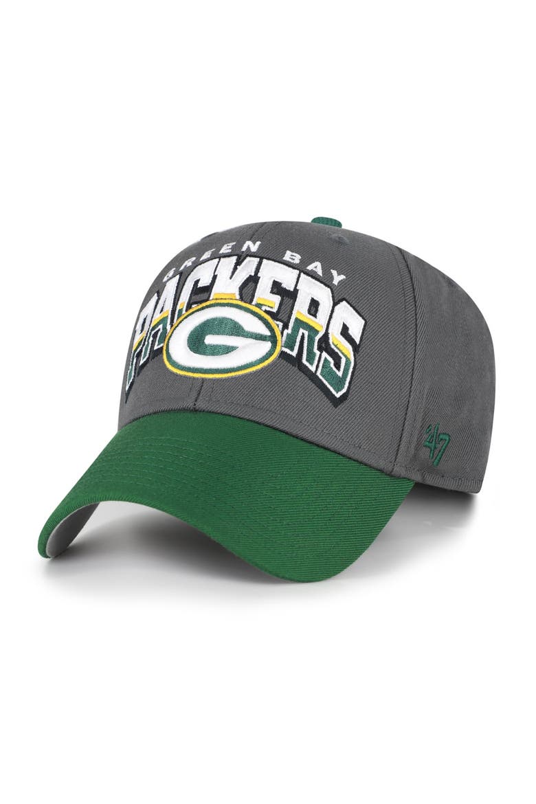Men's '47 Charcoal Green Bay Packers Split Block MVP Adjustable Hat, Main, color, Charcoal