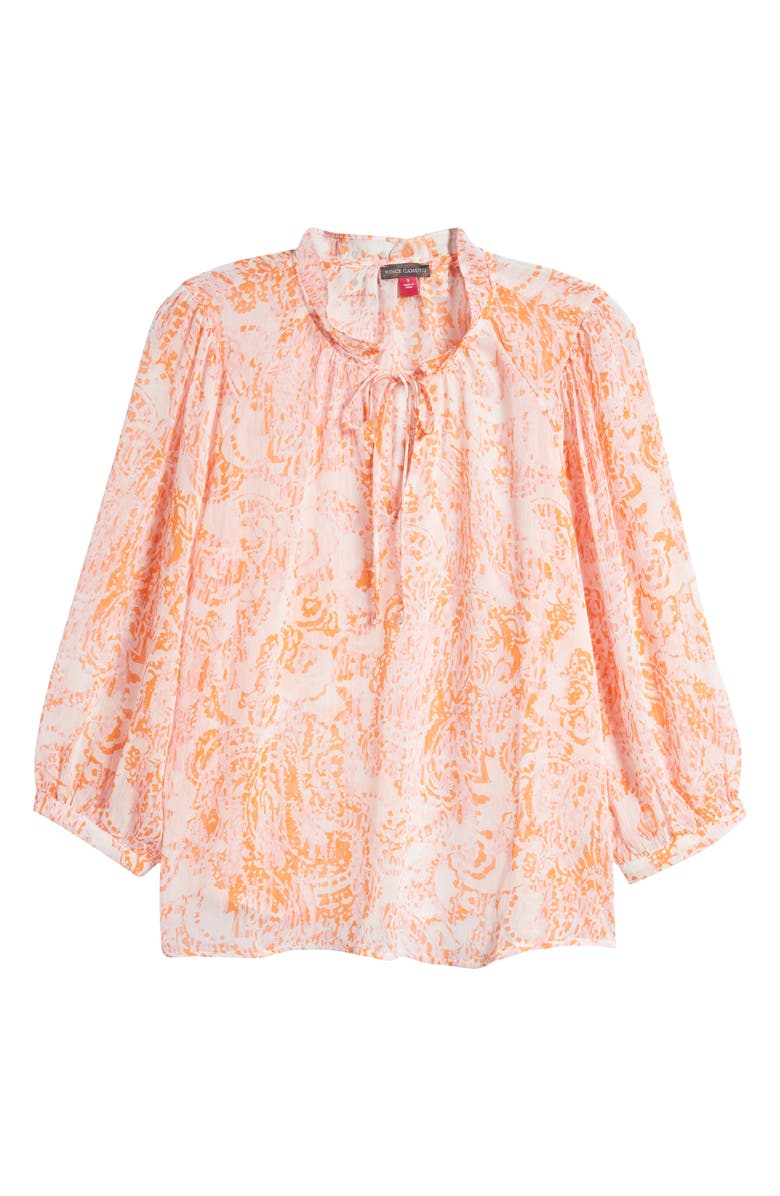 Vince Camuto Balloon Sleeve Floral Peasant Top, Alternate, color, Orange Fizz
