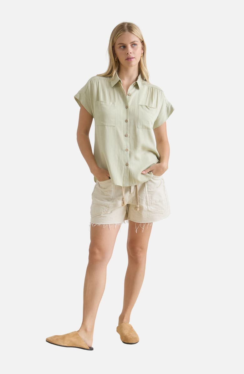 Blu Pepper Solid Short Sleeve Button-Up Shirt, Alternate, color, Light Olive