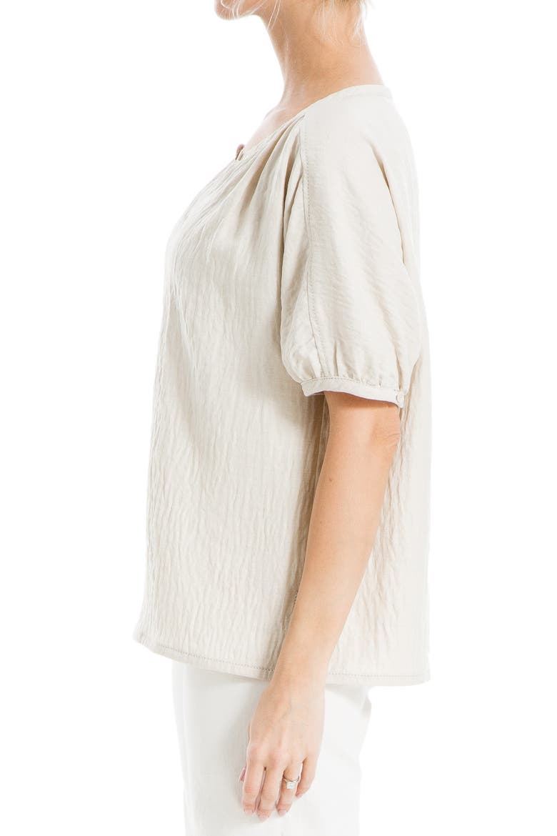 Short Sleeve Split Neck Blouse, Alternate, color, HEATHER OATMEAL