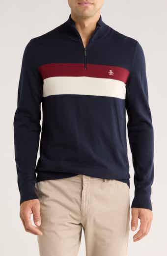 Original Penguin Stripe Half Zip Cotton Sweatshirt