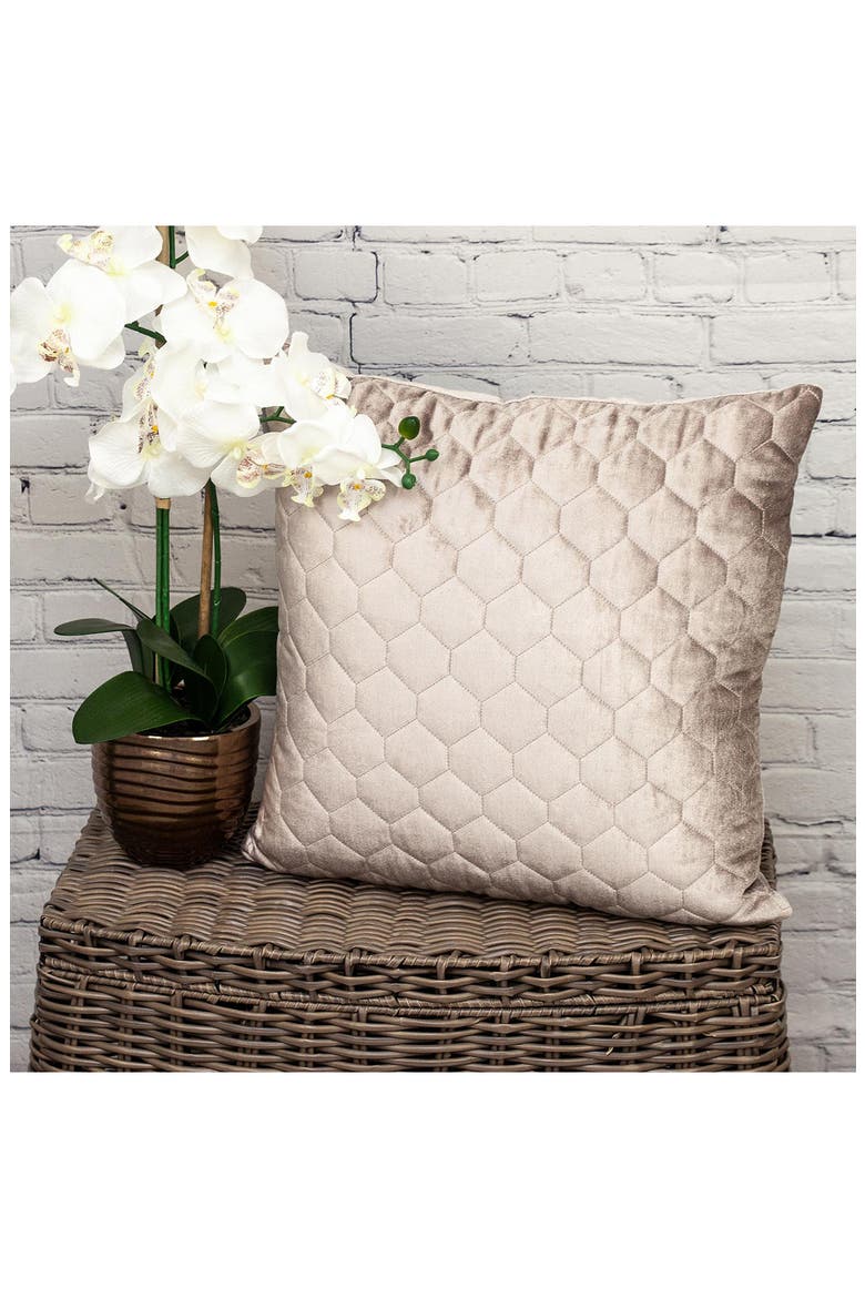 Bazyli Quilted Throw Pillow, Alternate, color, TAUPE