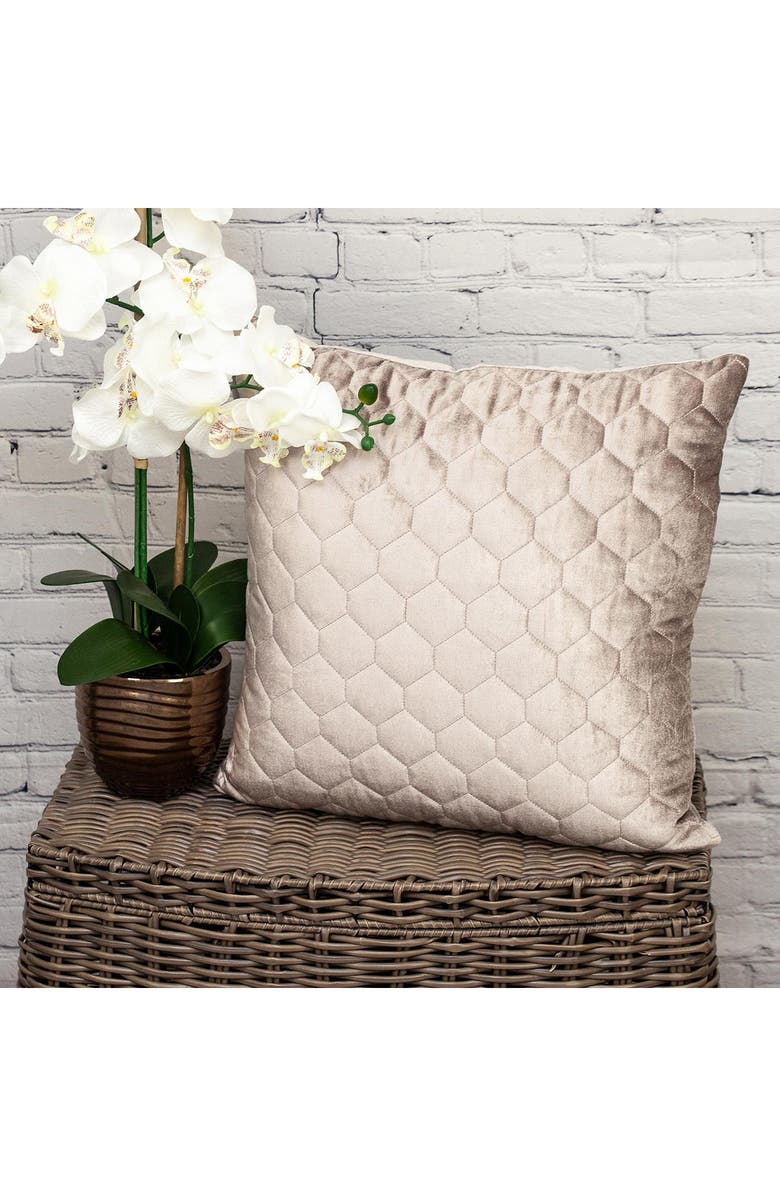 PARKLAND COLLECTION Bazyli Quilted Throw Pillow, Alternate, color, Taupe