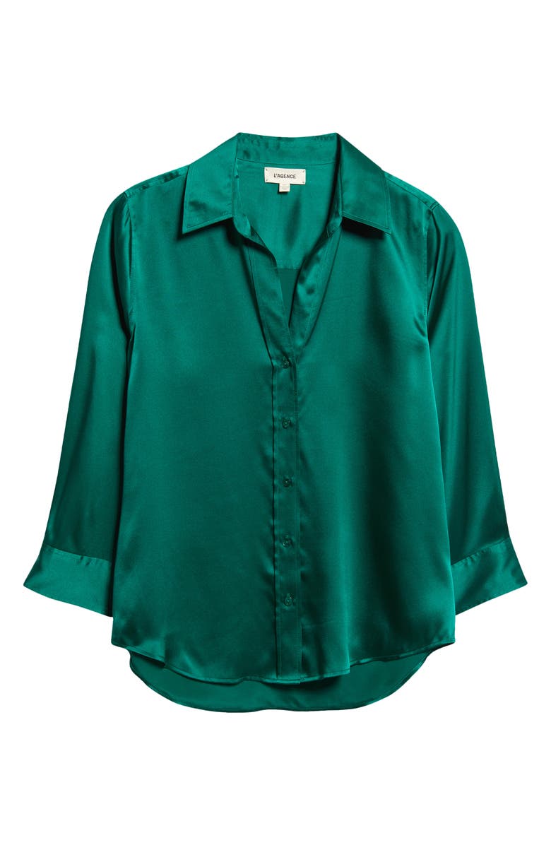 L'AGENCE Dani Silk Charmeuse Blouse, Alternate, color, Bottle Green