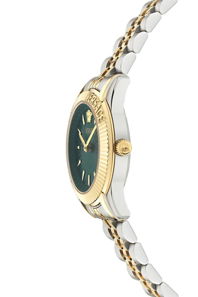 Petite Greca Time Bracelet Watch, 30mm, Alternate, color, IP TWO TONE GREEN