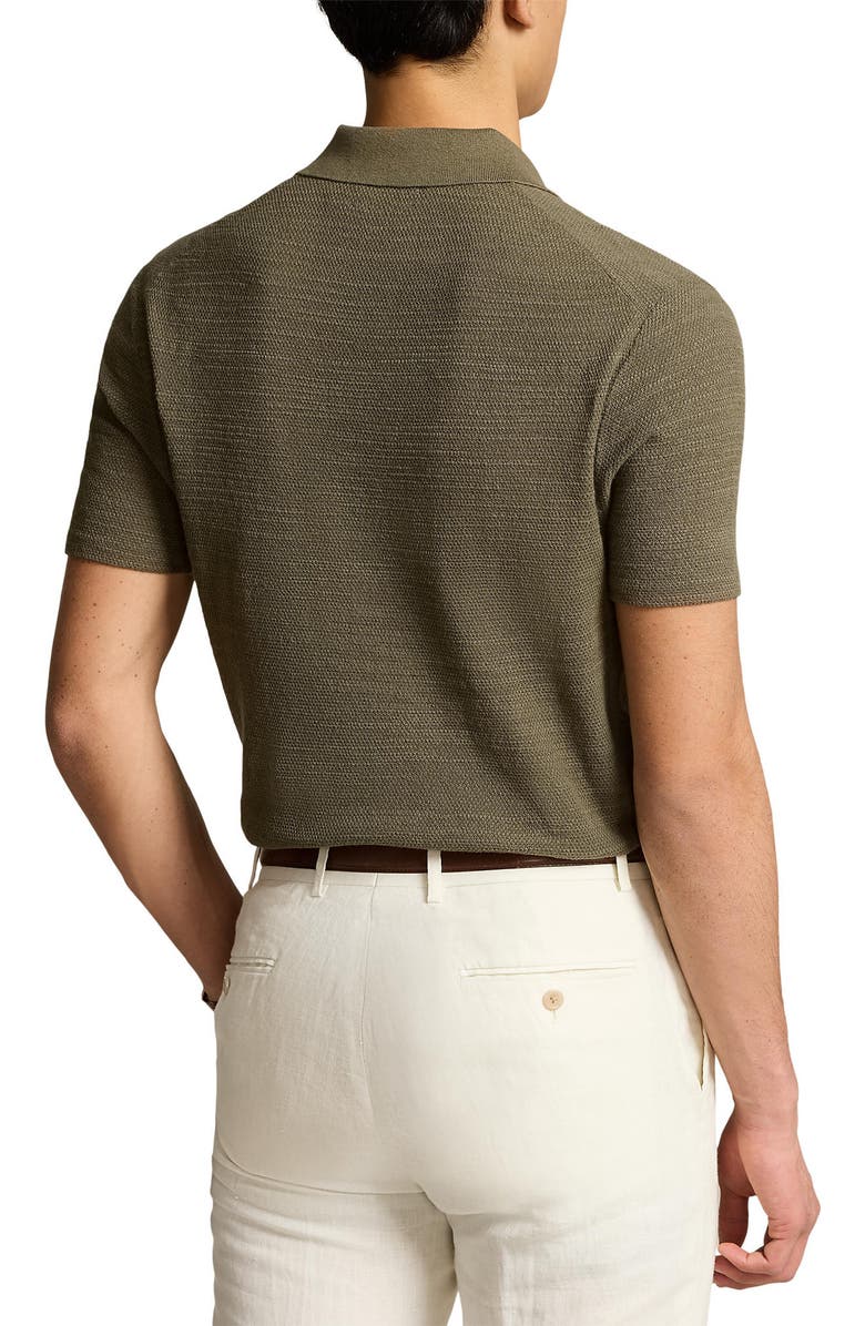 Polo Ralph Lauren Slub Short Sleeve Cotton Knit Button-Up Shirt, Alternate, color, 