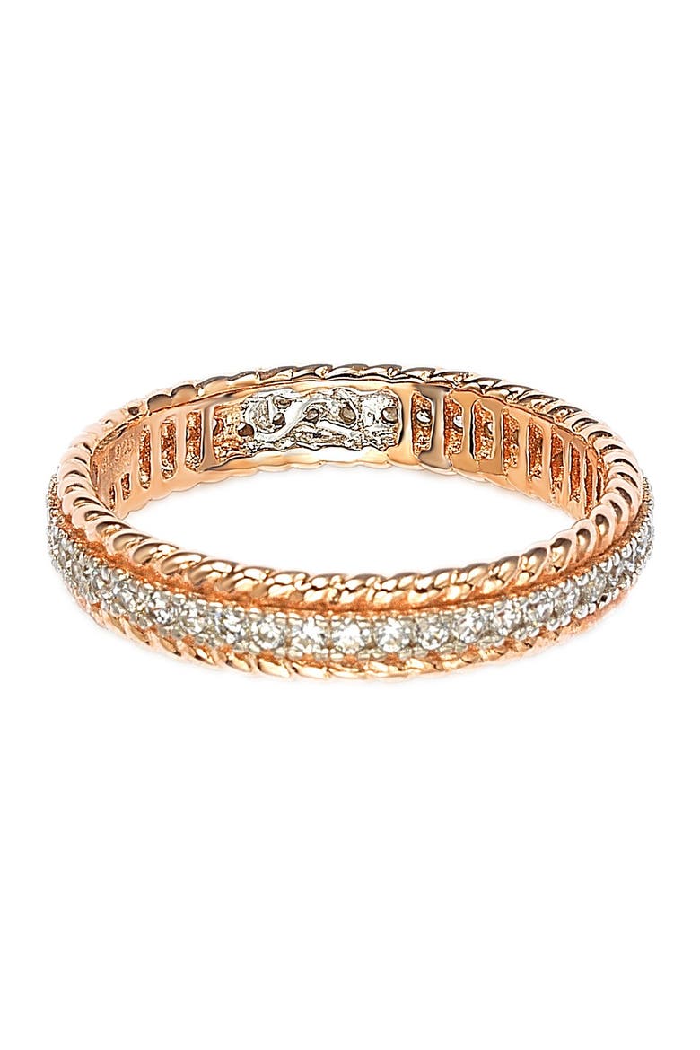 Rose-Tone Sterling Silver CZ French Filigree Eternity Band, Main, color, ROSE