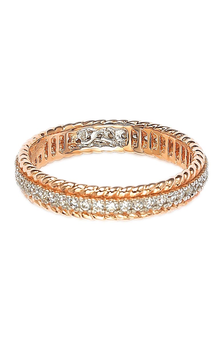 SUZY LEVIAN Rose-Tone Sterling Silver CZ French Filigree Eternity Band, Main, color, 