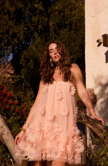 Bianca Beaded Floral Appliqué Strapless Cocktail Minidress