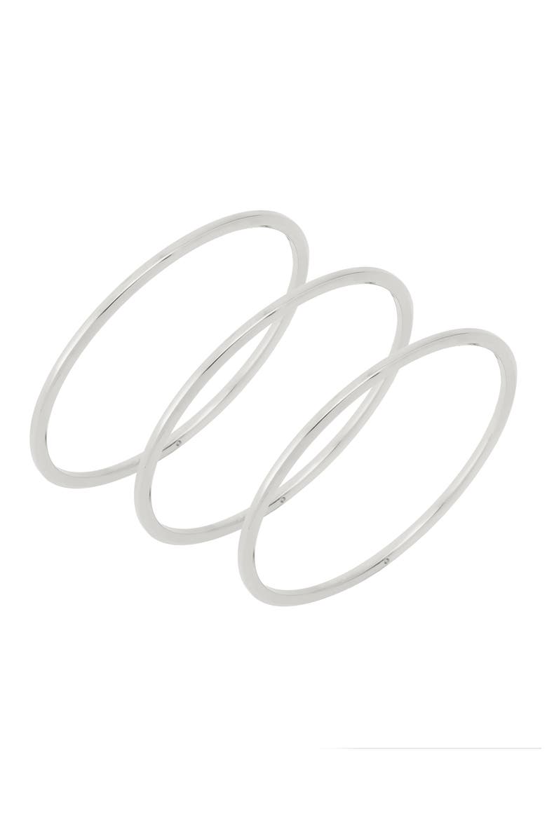 Set of 3 Bangle Bracelets, Alternate, color, RHODIUM
