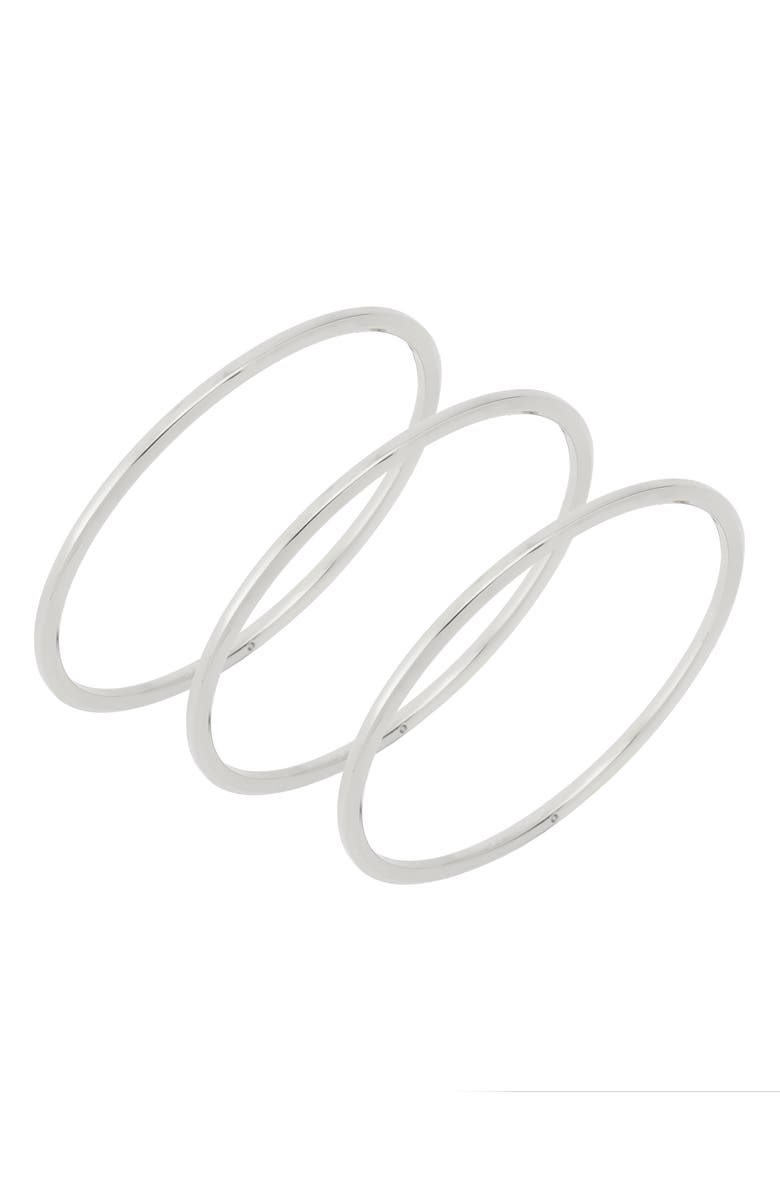 AllSaints Set of 3 Bangle Bracelets, Alternate, color, Rhodium