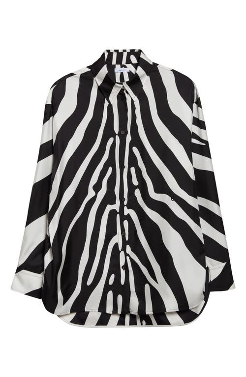 Ferragamo Animal Print Silk Button-up Shirt In Black