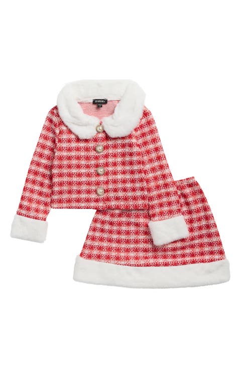 Kids' Boucle Jacket & Skirt Set
