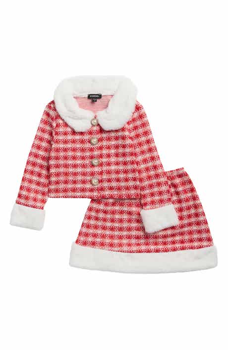 Kids' Boucle Jacket & Skirt Set