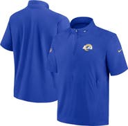 Nike Men's Nike Royal Los Angeles Rams Sideline Coach Short Sleeve Hoodie Quarter-Zip Jacket