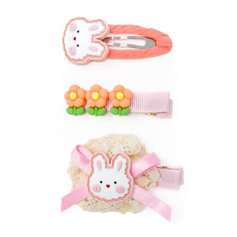 3pc Hair Clip Set - Cookie Bunny Bloom