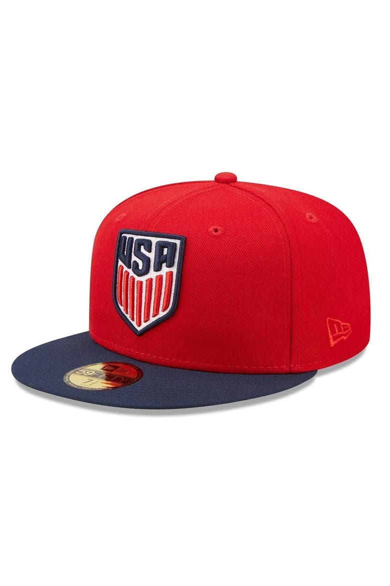 Men's New Era Red/Navy USMNT Oceanside 59FIFTY Fitted Hat, Main, color, Red