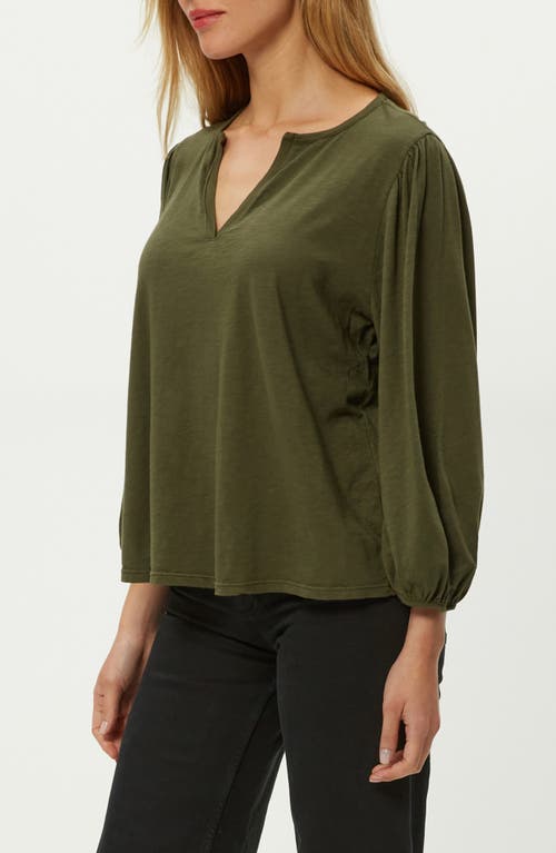 Michael Stars Gabi Supima Cotton Puff Sleeve Top In Green