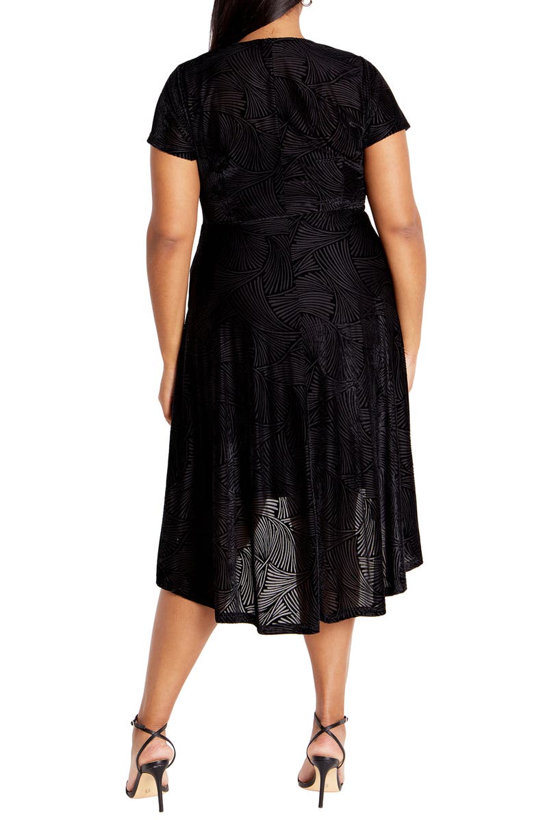 City Chic Sienna Velvet Burnout High-Low Dress, Alternate, color, 