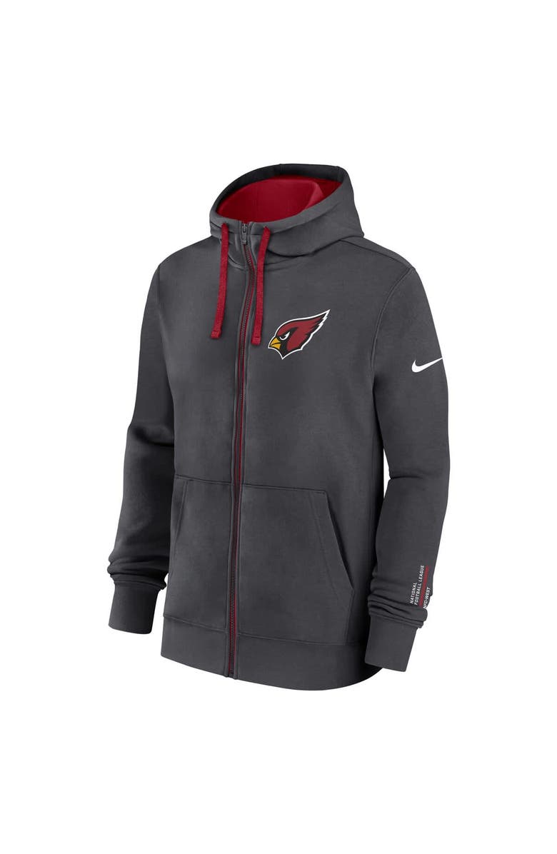 Nike Men's Nike Anthracite Arizona Cardinals Primetime Club Full-Zip Hoodie, Alternate, color, Anthracite