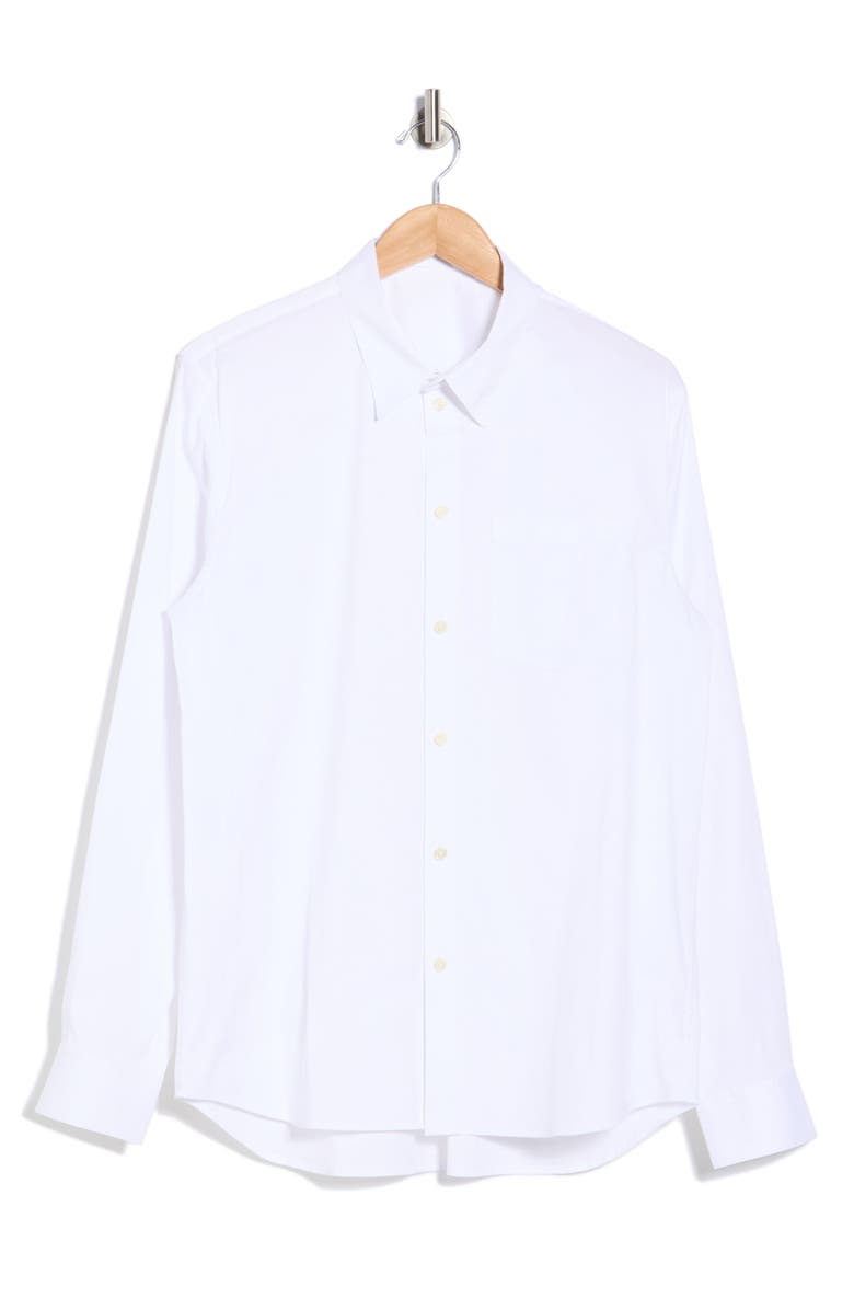 Helmut Lang Solid Stretch Button-Up Shirt, Main, color, White
