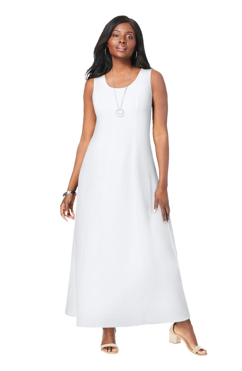 Jessica London Denim Maxi Dress, Main, color, White
