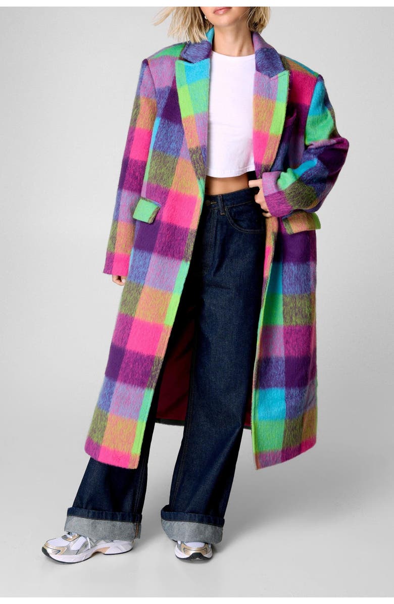 NASTY GAL Multi Check Tailored Coat, Alternate, color, Multi