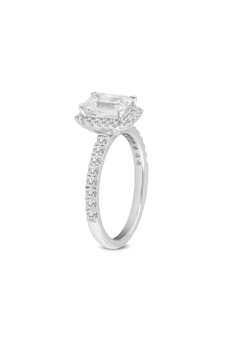 Czarina 14K White Gold Emerald Cut Lab Grown Diamond Halo Engagement Ring - 1.75 ctw, Alternate, color, 14K White Gold