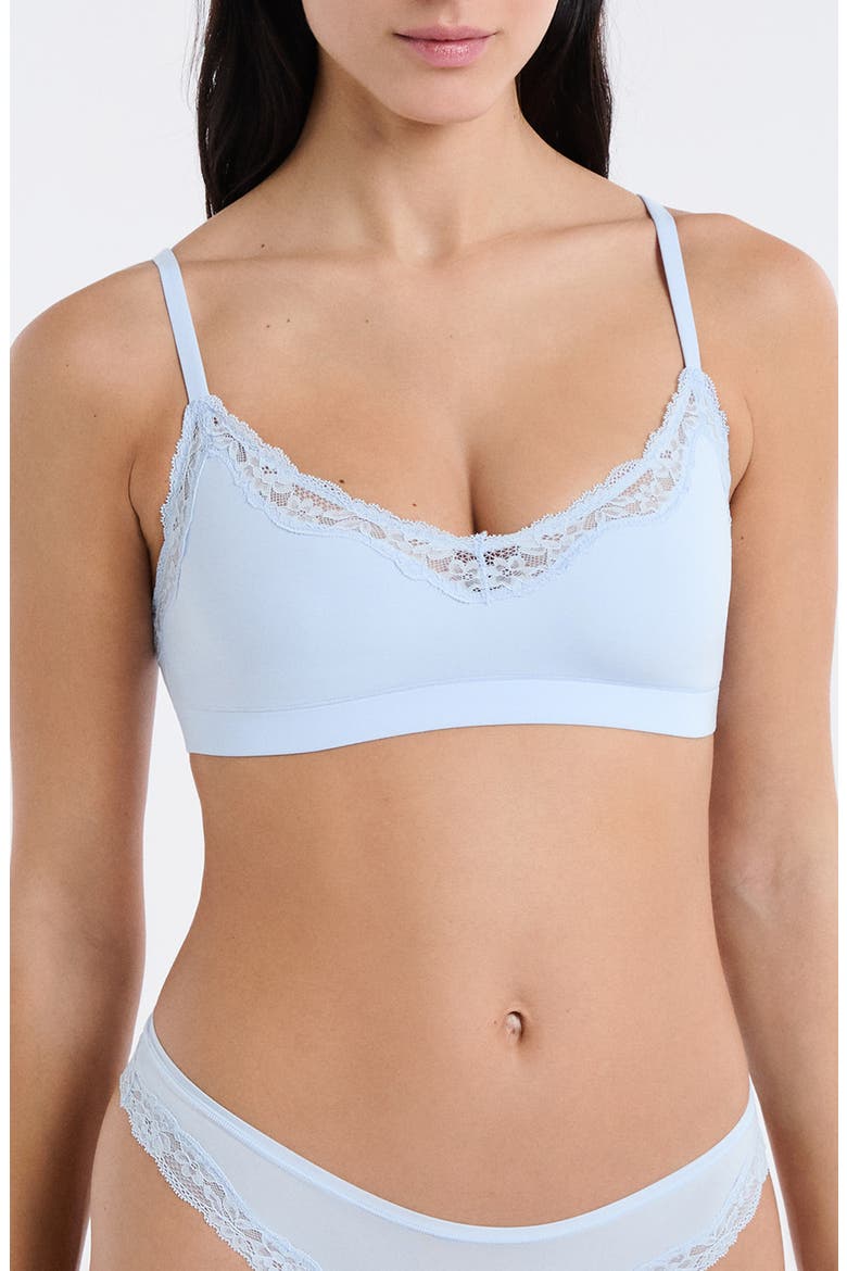 Lace Trim Bralette, Main, color, AZURE BLUE