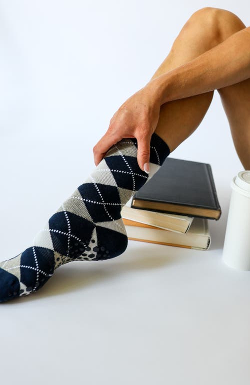 Pilates University 1883 Assorted 2-pack Ivy League Nonslip Grip Crew Socks In Multi