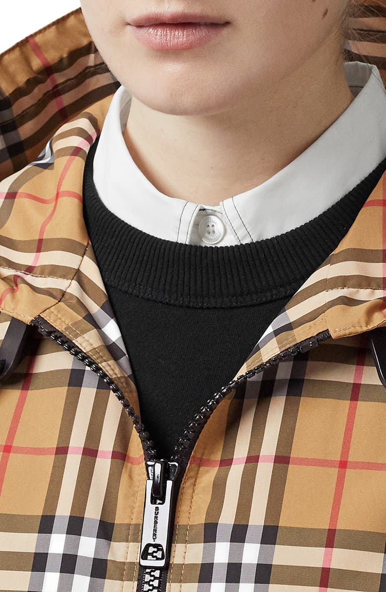 Burberry Winchester Vintage Check Hooded Rain Jacket, Alternate, color, 